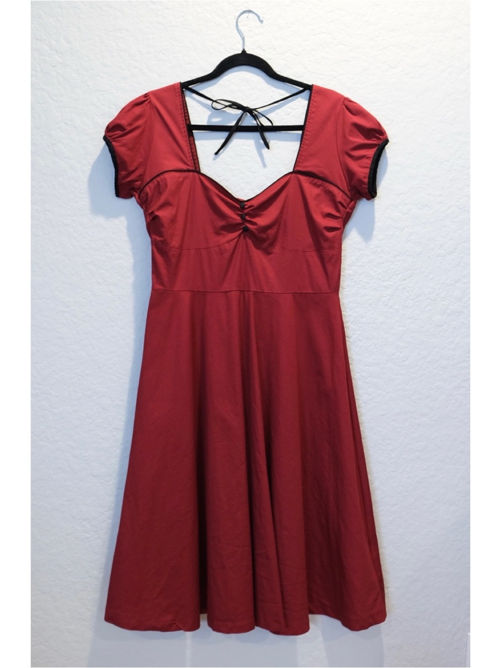 Lindy Bop Bella Rockabilly Dress Size 10 Red Retro 50s Sweetheart Cap Sleeves